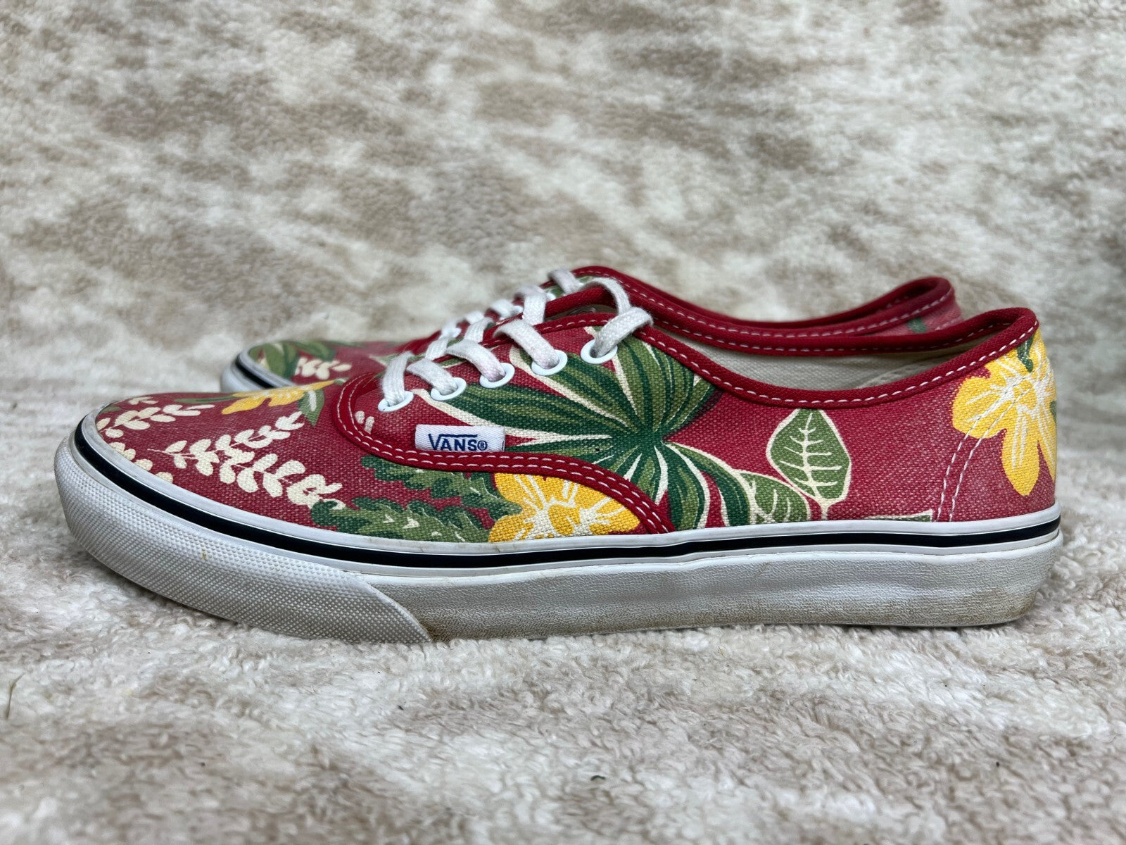 🔥🔥Vans Doren Red Hawaiian Floral Print Canvas Shoes Size Men 6.5 Women 8🔥🔥