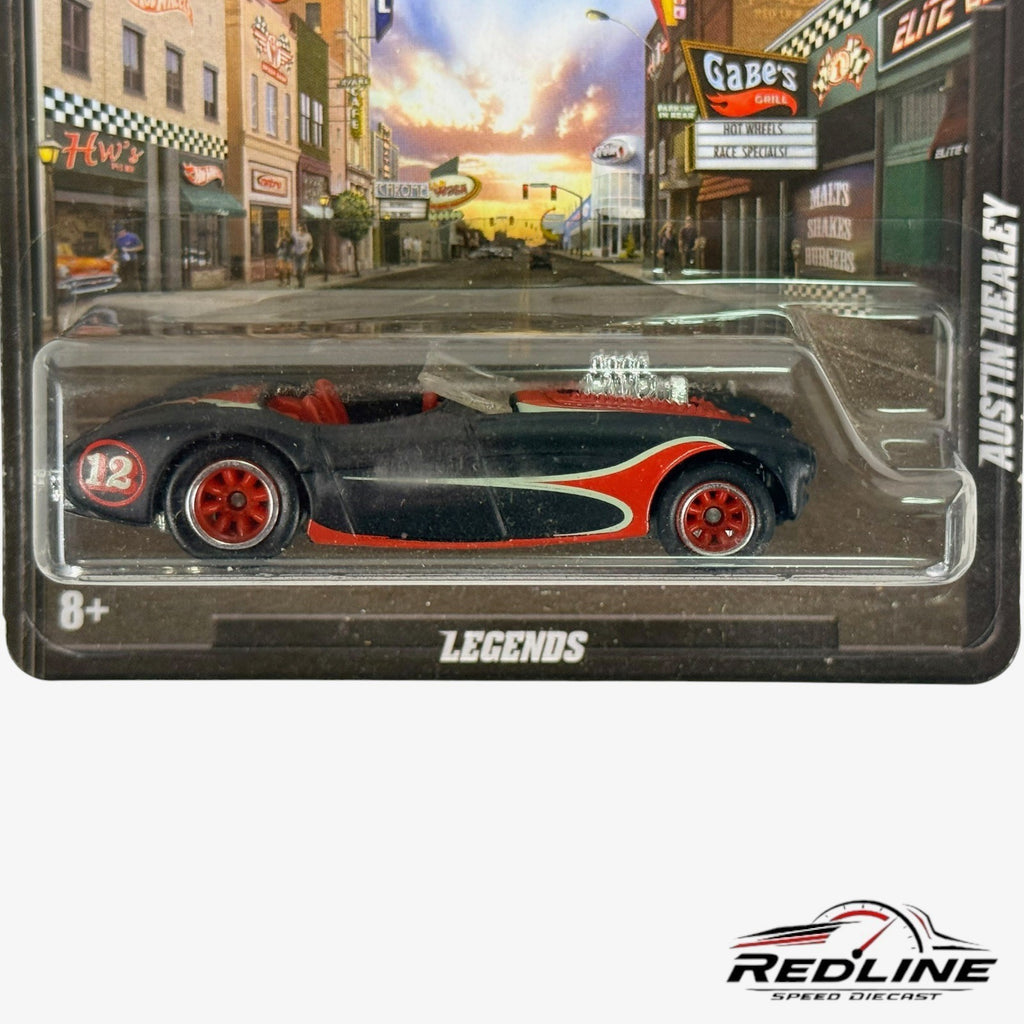 🇺🇸Hot Wheels Boulevard Austin Healey Legends Real Riders Black H13🇺🇸