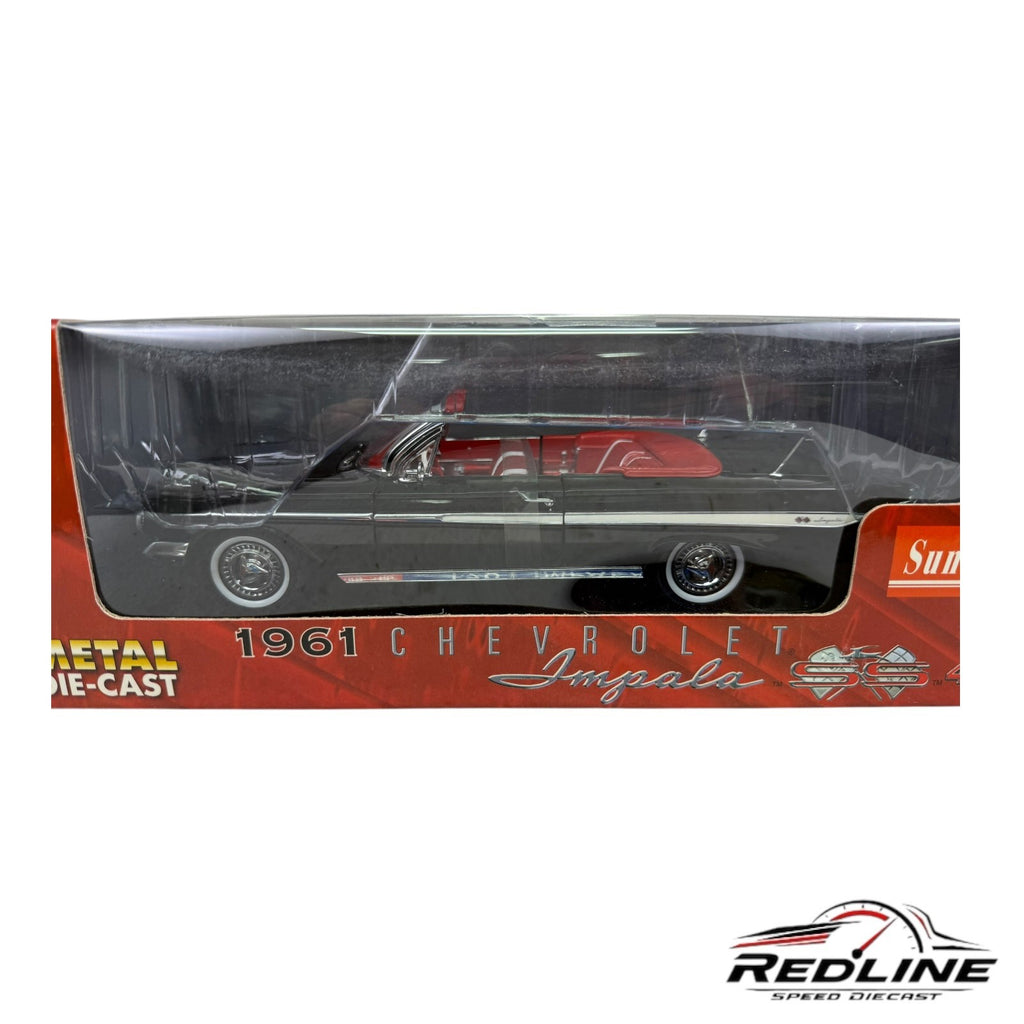 🇺🇸Sun Star 1961 Chevrolet Impala SS 409 Black Red Interior 1:18 C3🇺🇸