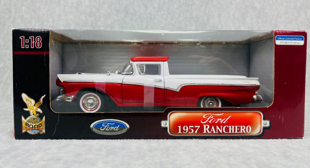 🇺🇸🇺🇸Road Legends 1957 Ford Ranchero Truck 1:18 Scale Red & White🇺🇸🇺🇸