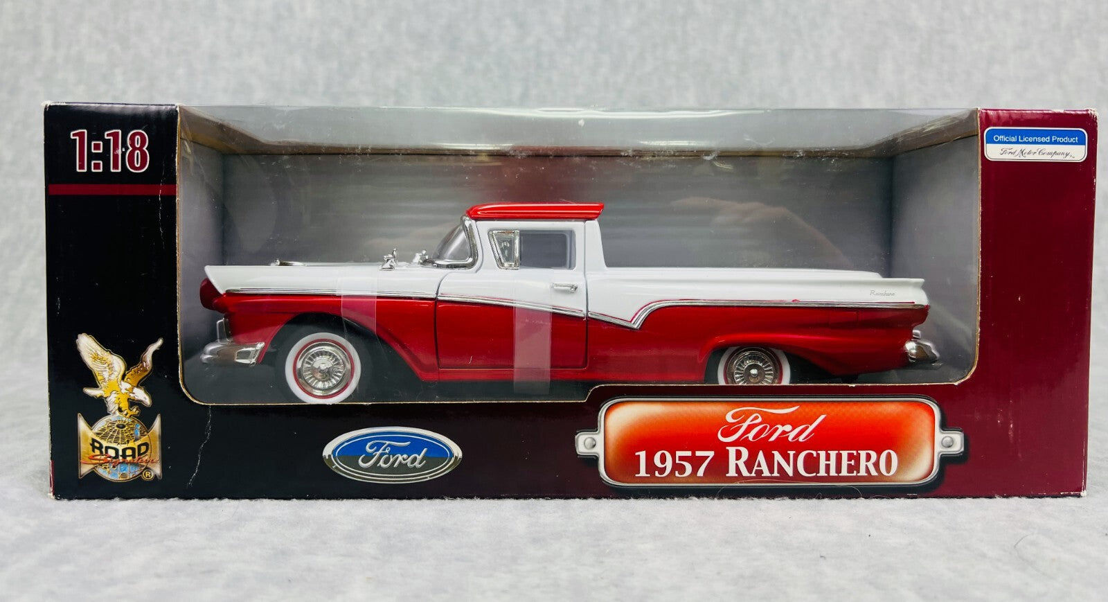 🇺🇸🇺🇸Road Legends 1957 Ford Ranchero Truck 1:18 Scale Red & White🇺🇸🇺🇸