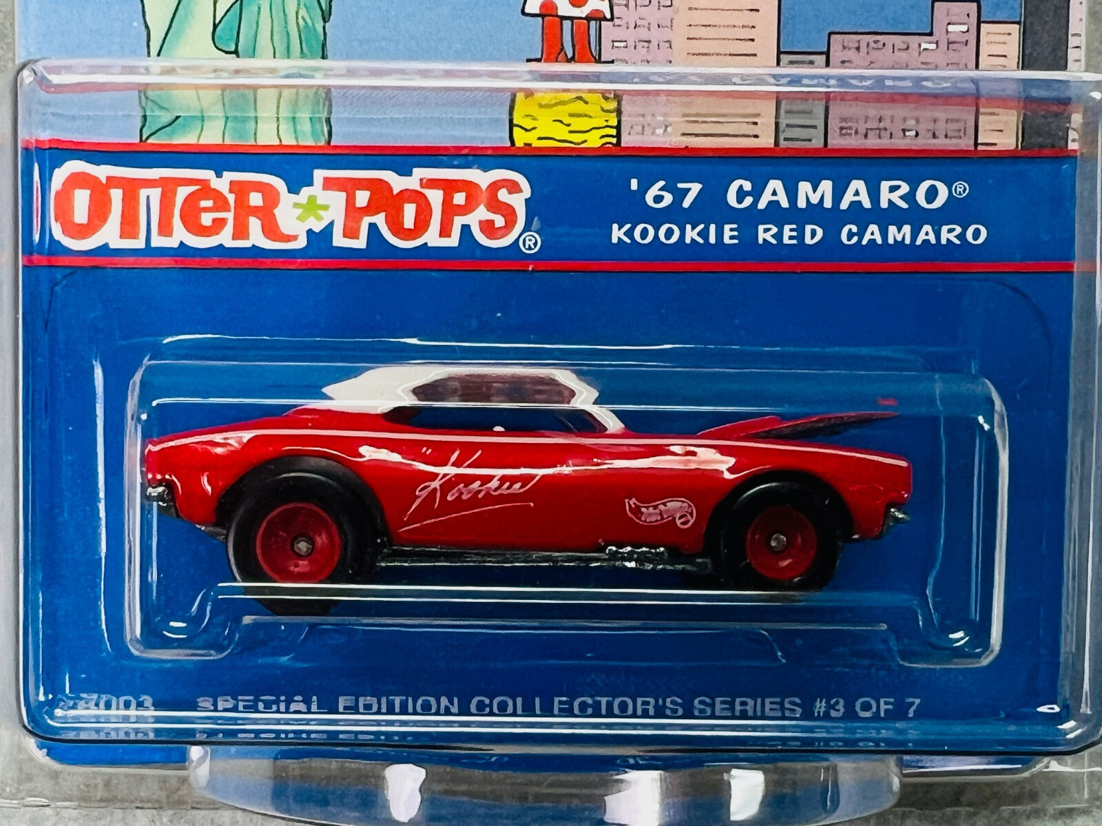 🇺🇸Hot Wheels Otters Pops 67 Camaro Kookie Red Camaro W/Protector H22🇺🇸