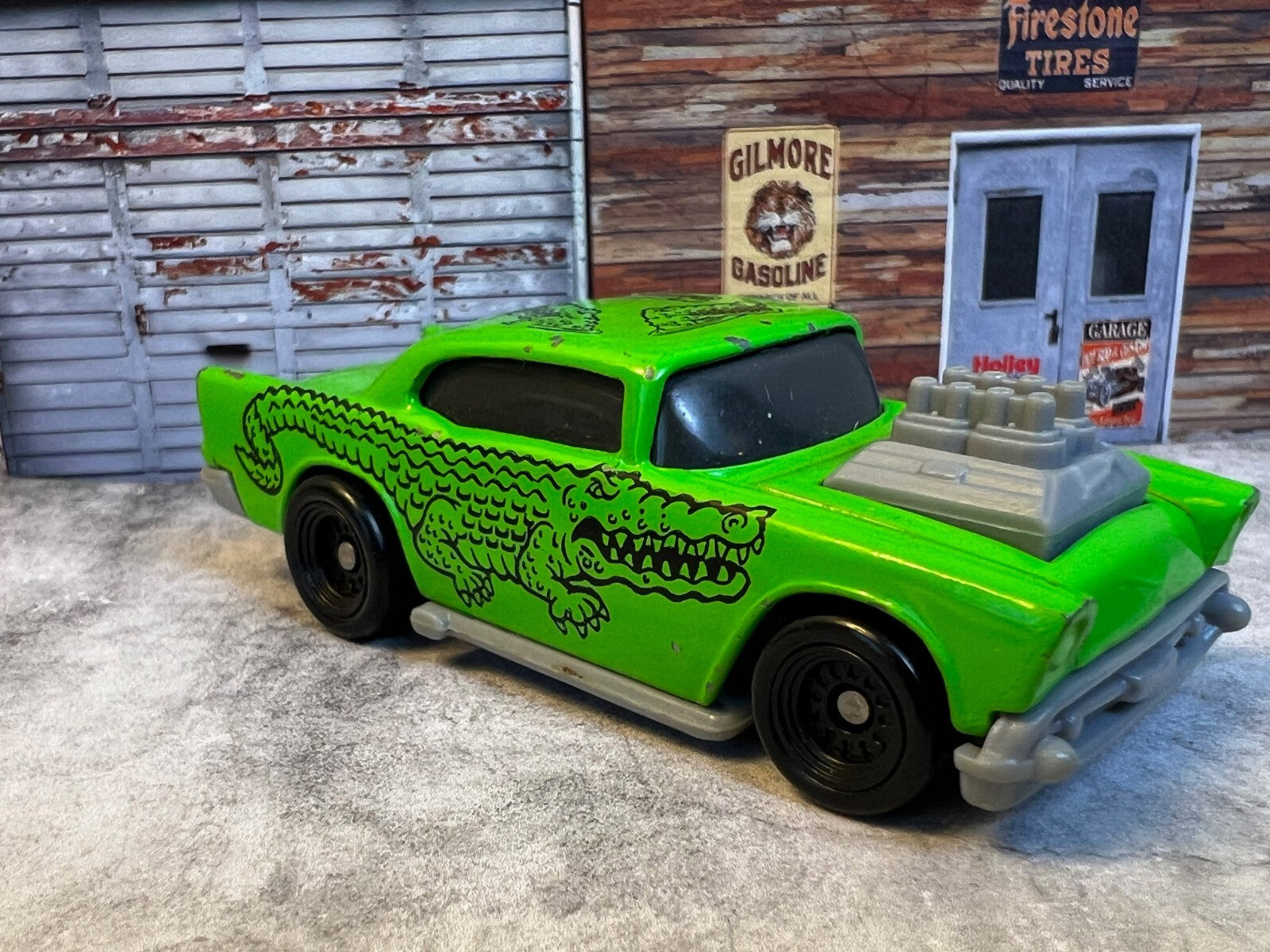 🔥🔥1993 Mattel HOT WHEELS 1957 Chevy Green Alligator Muscle Car C5🔥🔥