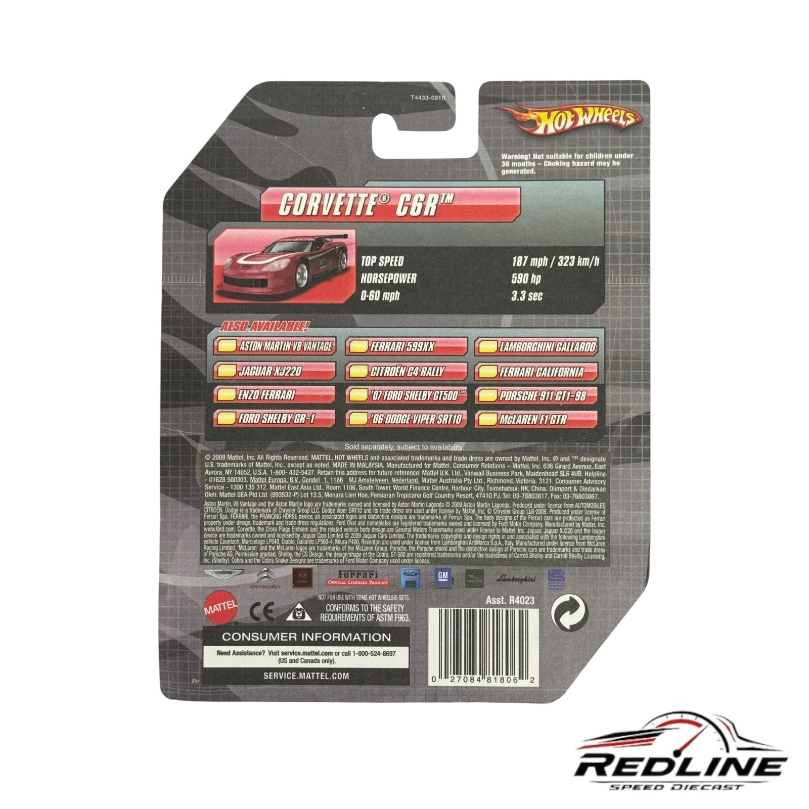 🇺🇸Hot Wheels 2009 Speed Machines Corvette C6R Red🇺🇸