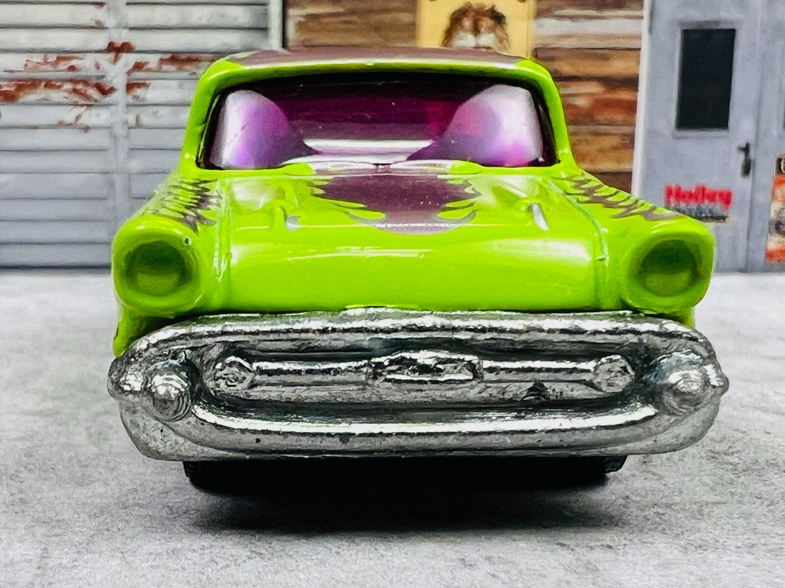 🇺🇸Hot Wheels Wayne's Garage Chase '57 CHEVY Bel Air Green/Purple C19🇺🇸