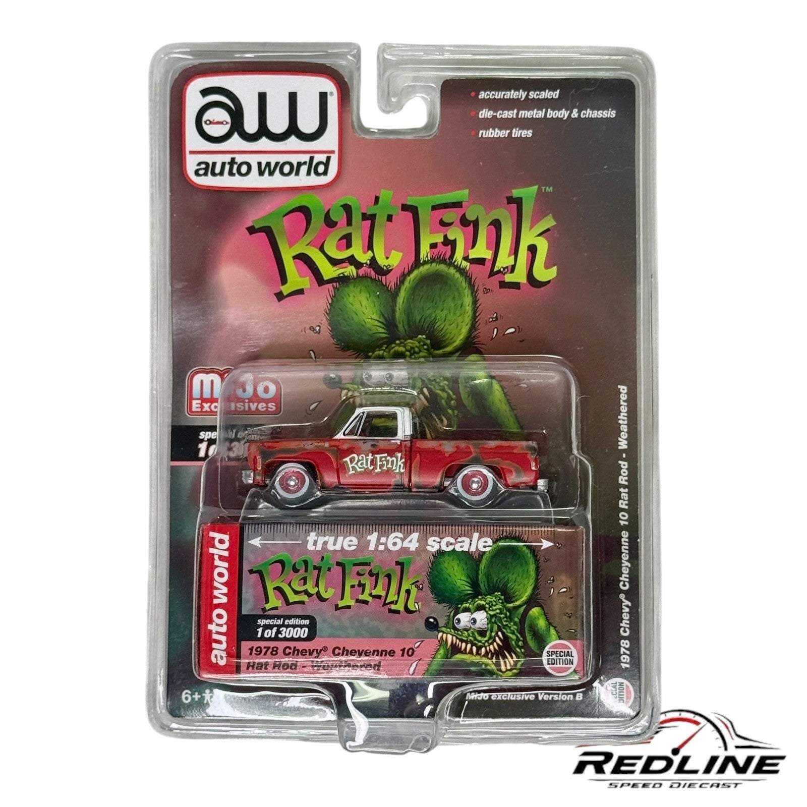 🔥Auto World MIJO EXCLUSIVES Rat Fink 1978 Chevrolet Cheyenne 10 Rat Rod H23🔥
