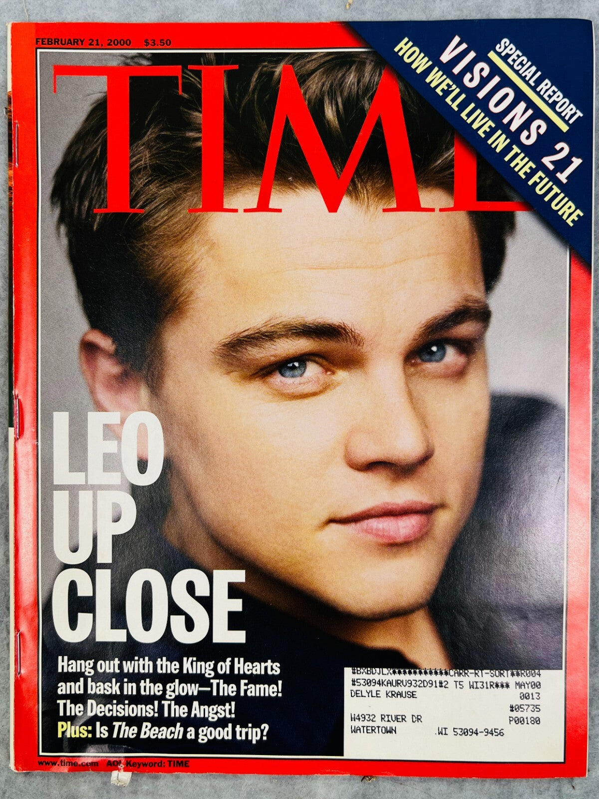 🔥🔥🔥TIME Magazine January 21, 2000 Leo Up Close Leo Dicaprio🔥🔥🔥