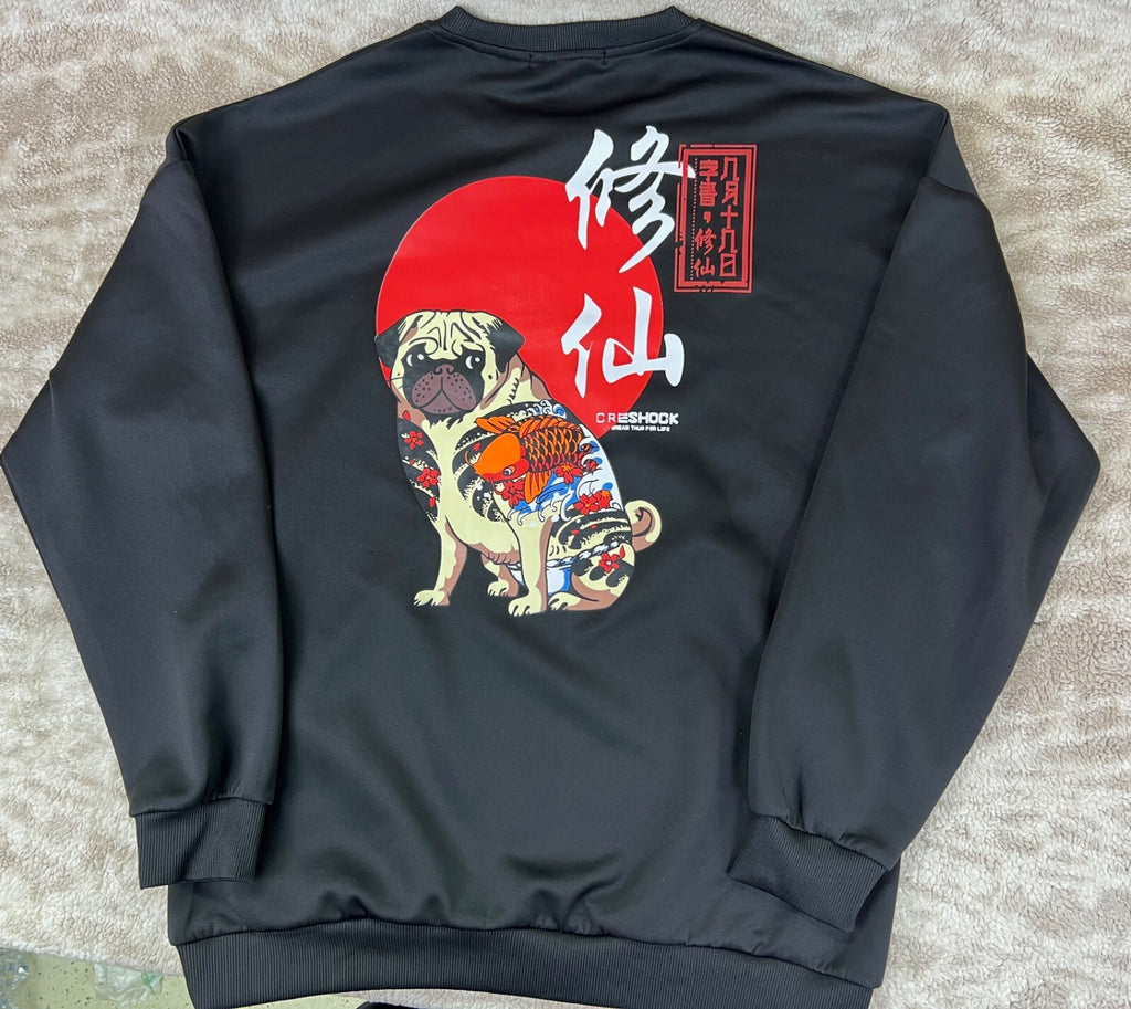 Zaful Large Soft Graphic Sweatshirt Creshock Chinese Pug Koi Bream Thlio Life
