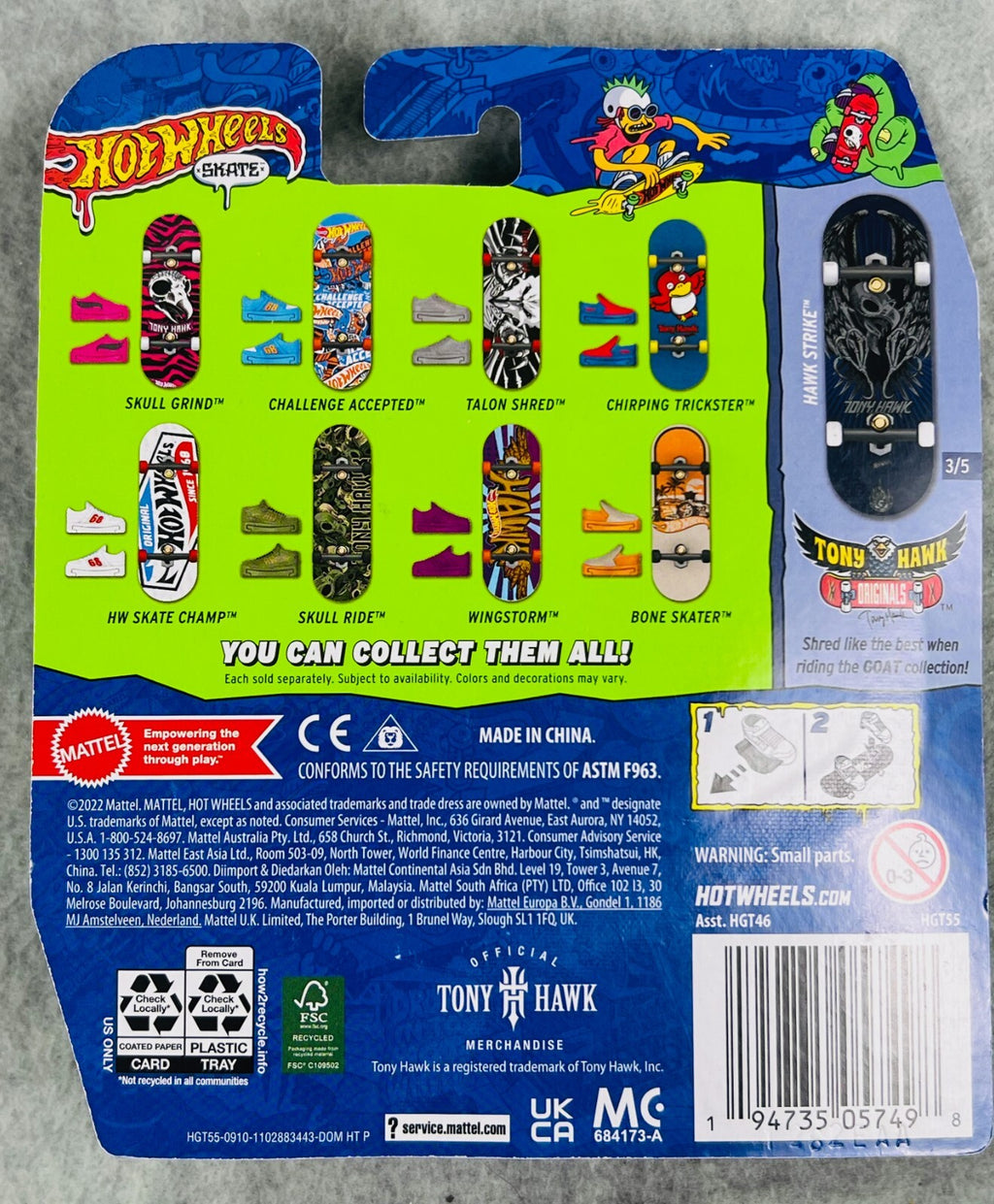 🛹🛹🛹Hot Wheels Skate Tony Hawk Treasure Hunt Hawk Strike Fingerboard H17🛹🛹🛹