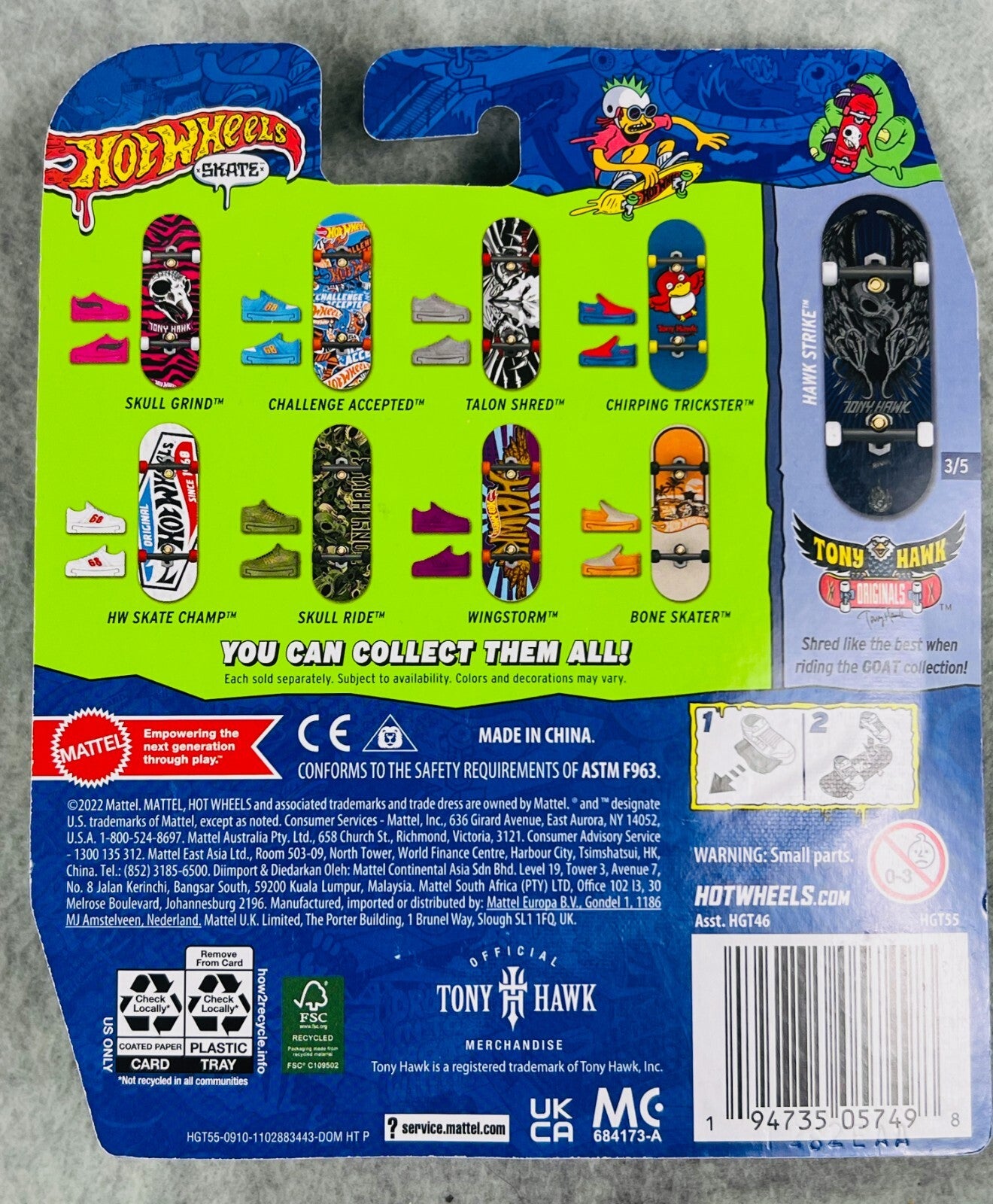 🛹🛹🛹Hot Wheels Skate Tony Hawk Treasure Hunt Hawk Strike Fingerboard H17🛹🛹🛹