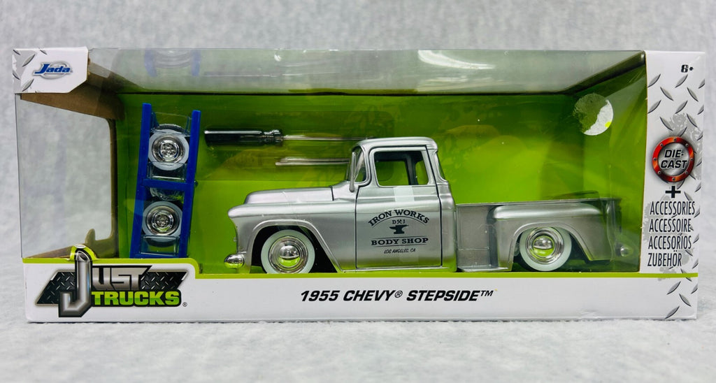 🇺🇸Jada Just Trucks 1955 Chevy Stepside Iron Works Body Shop 1/24th🇺🇸