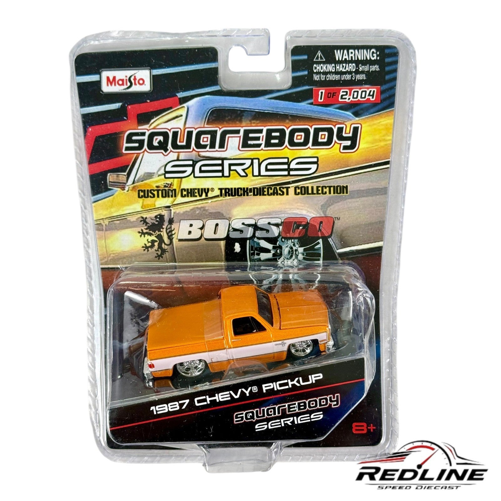 🔥🔥Maisto BossCo SQUAREBODY SERIES 1987 Chevy Silverado Orange/White  H9🔥🔥