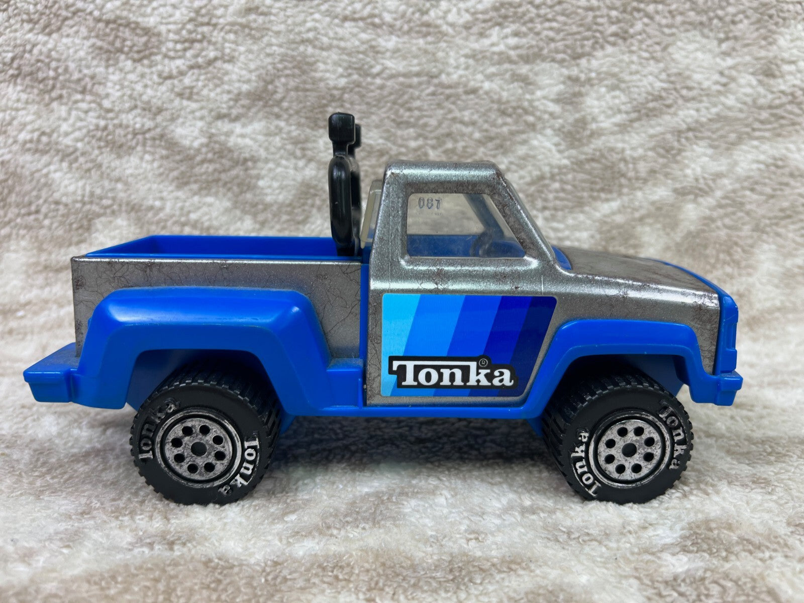 🔥Tonka Pickup Truck w/ Roll Bar Silver Gray Metal Blue Plastic 1979 Made in USA