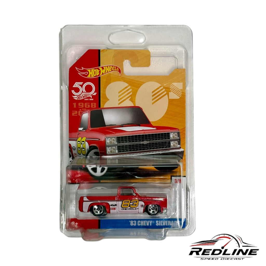 🇺🇸Hot Wheels 50th Anniversary Chevy Silverado Red Diecast Pickup Truck H23🇺🇸
