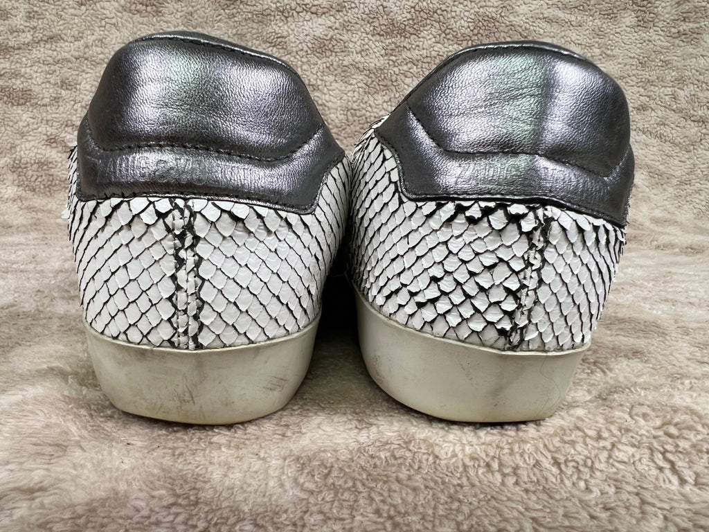 🐍Zadig & Voltaire White Leather Snakeskin Sneakers shoes EU 40  US 9 WOMENS🐍