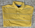 Tommy Hilfiger Vintage 90's Yellow Gray Striped Flag Logo SS Polo Shirt Medium