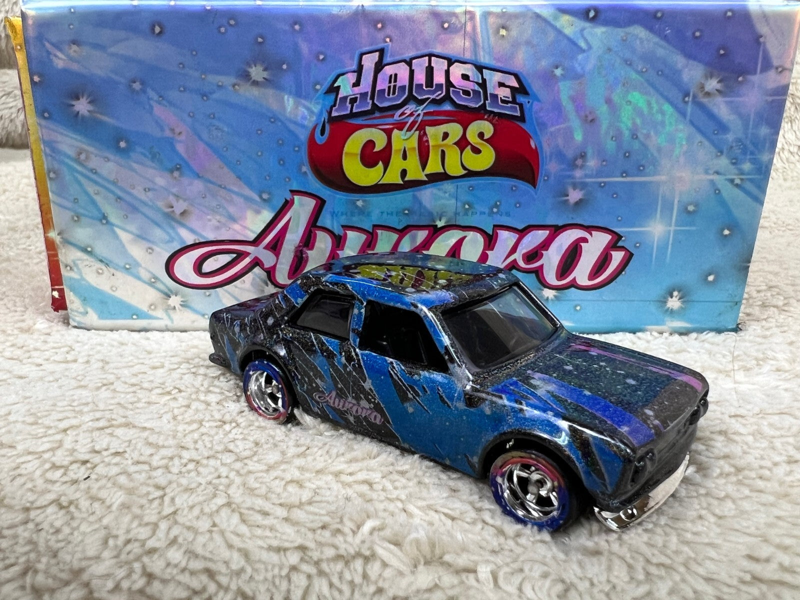 🔥Hotwheels HOUSE OF CARS CUSTOM 71 Datsun 510 Aurora 9 of 10 ULTRA RARE HW16🔥