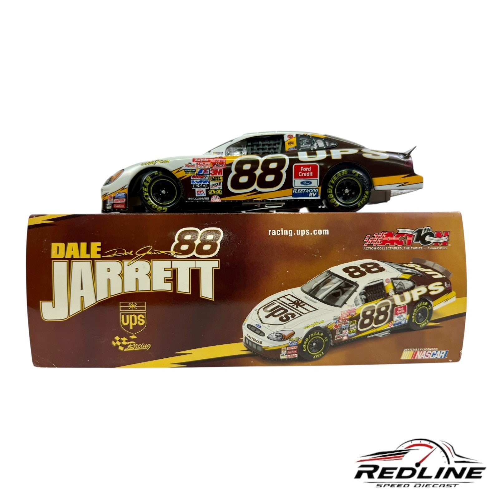 🏁Action 10th Anniversary Dale Jarrett #88 UPS 2002 Taurus 1:24 C2🏁