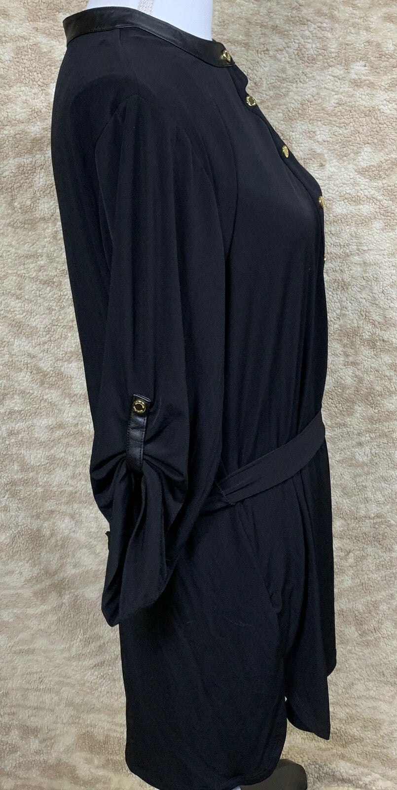 CALVIN KLEIN Women Beautiful Black Button Down Dress Size XL New With Tags