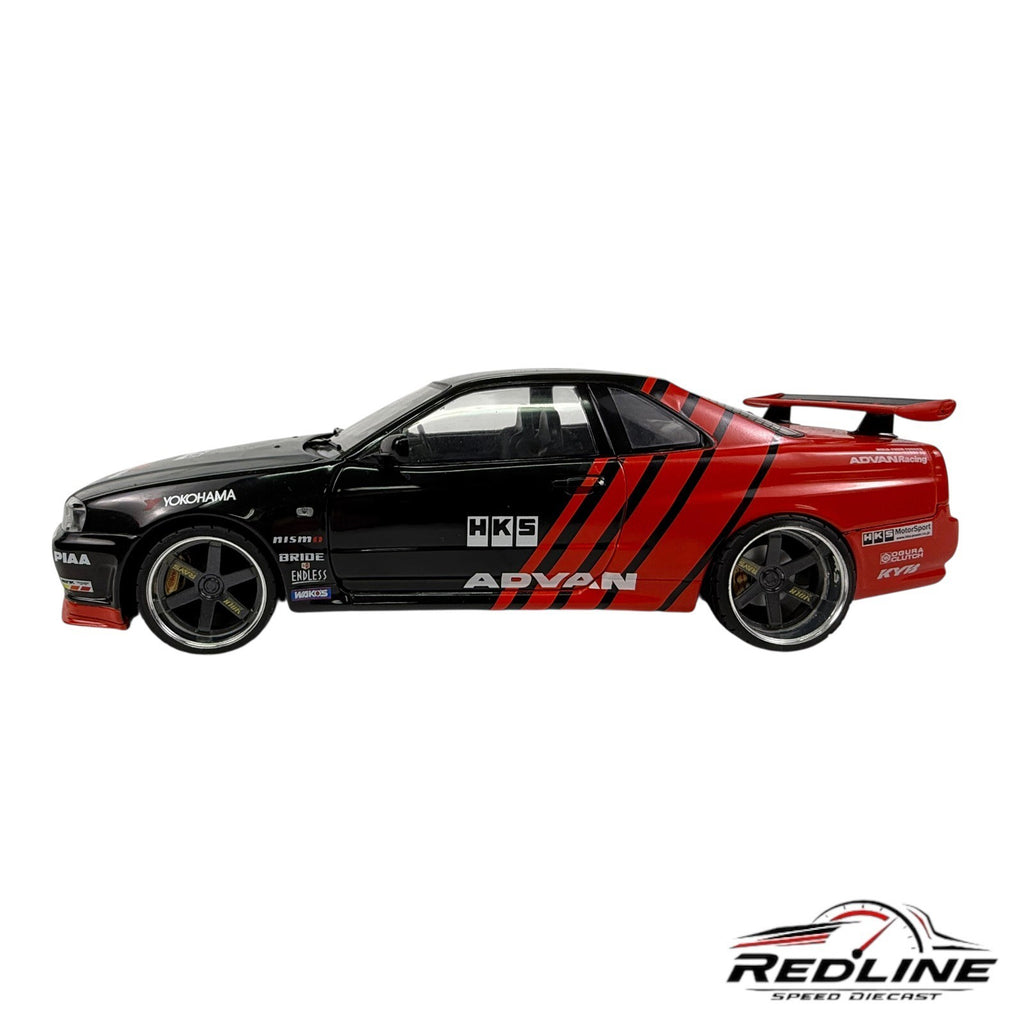 🎌Solido Nissan Skyline GT-R R34 Advan Livery CUSTOM WHEEL SWAP 1:18 L3🎌
