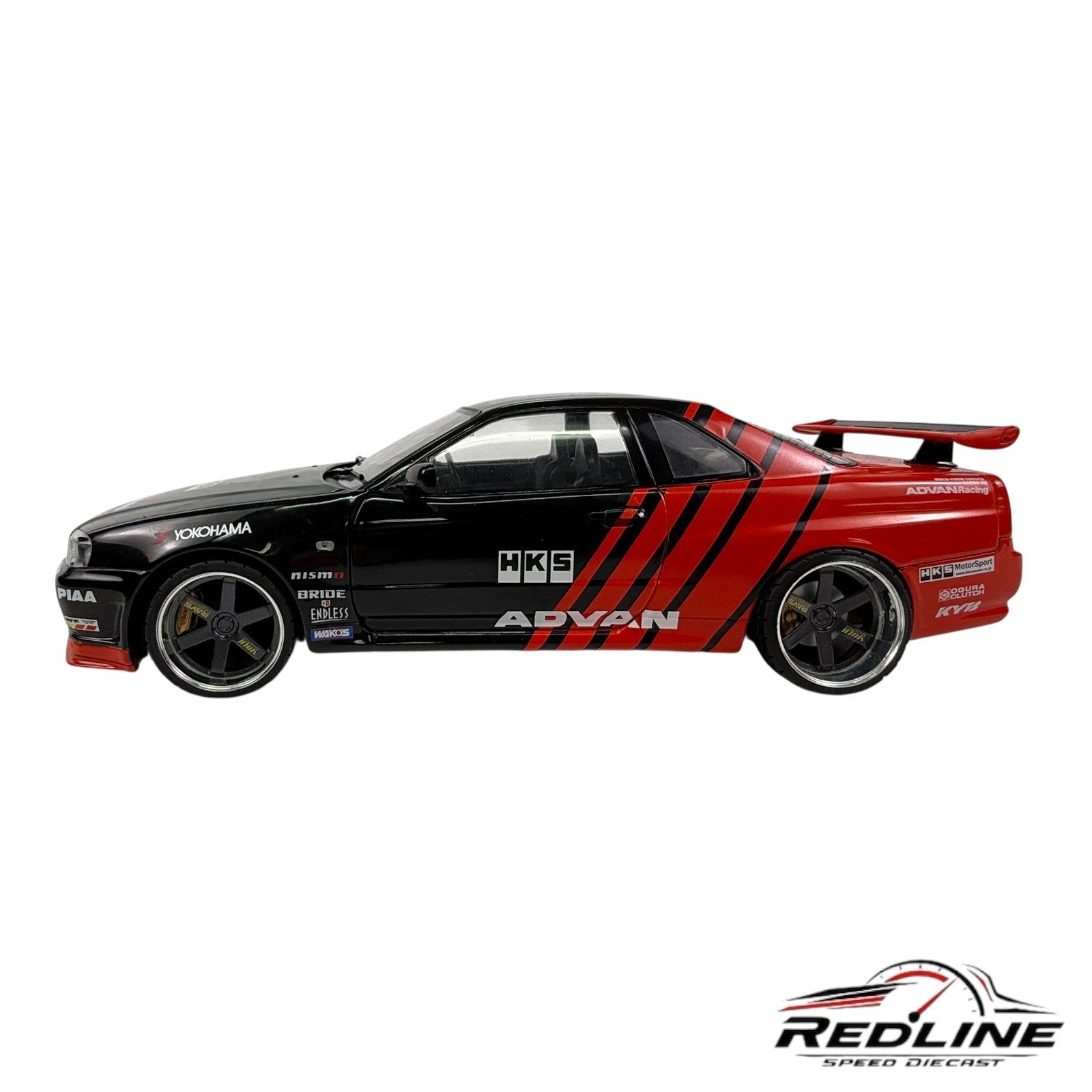 🎌Solido Nissan Skyline GT-R R34 Advan Livery CUSTOM WHEEL SWAP 1:18 L3🎌