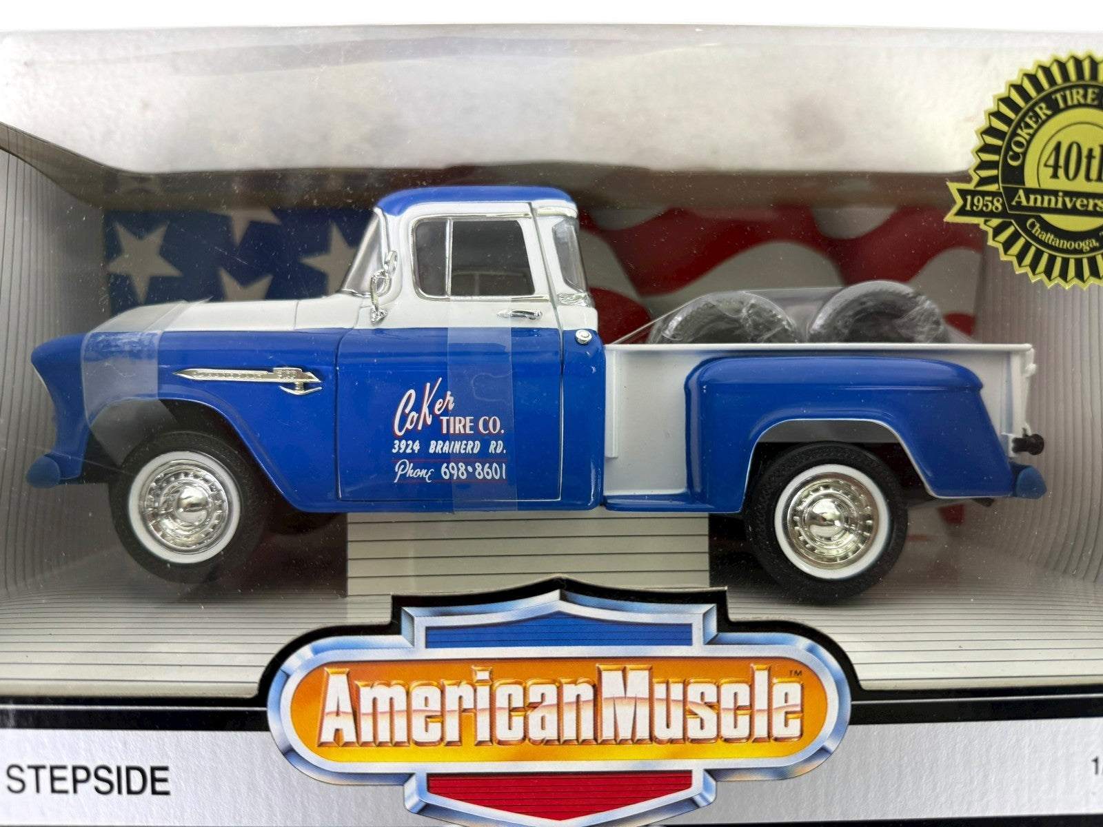 🇺🇸Ertl American Muscle 1955 Chevrolet 3100 Coker Tire 40th Anniversary 1:18 AH