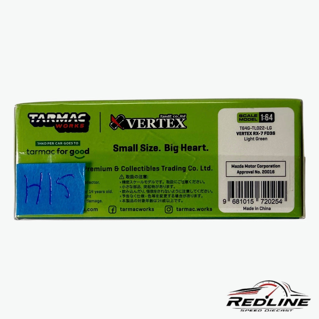 🎌🎌Tarmac Works 1:64 Global Mazda RX-7 FD3S Vertex RX-7 H15🎌🎌