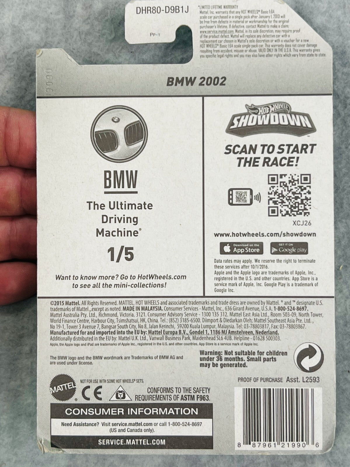 🇩🇪🇩🇪🇩🇪Hot Wheels #186 Black BMW 2002 New In Package H27🇩🇪🇩🇪🇩🇪