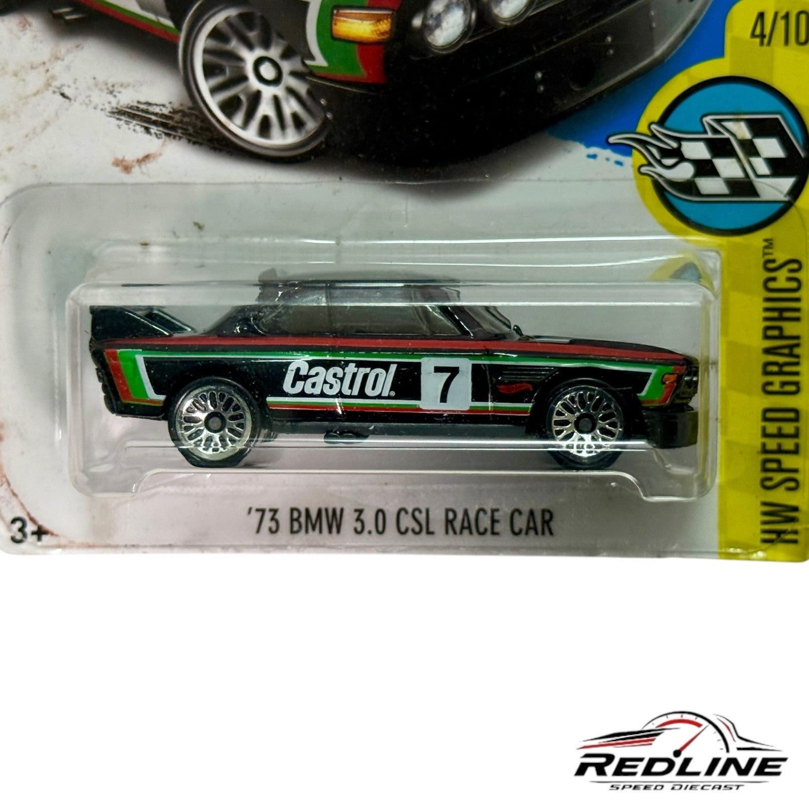 Hot Wheels '73 BMW 3.0 CSL Race Car Black Castrol Livery HW Speed Graphics H30
