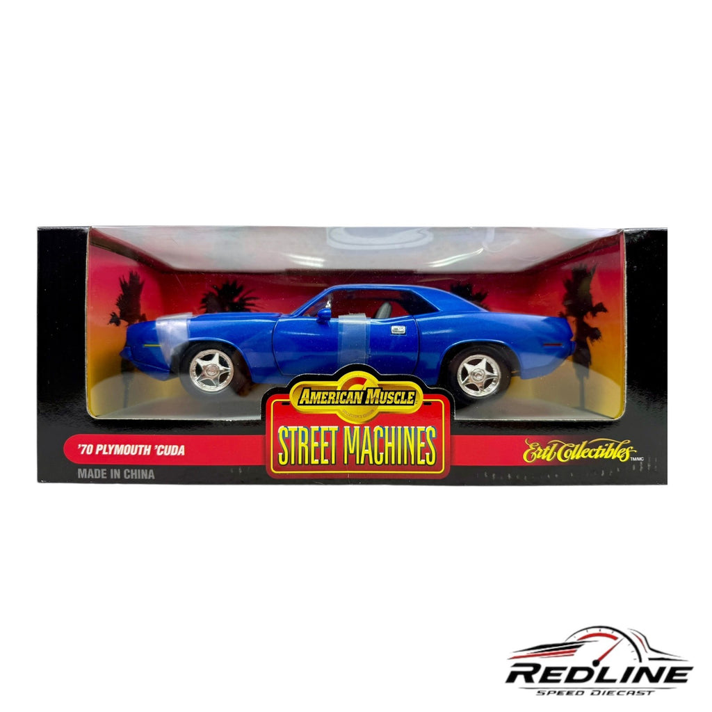 🇺🇸Ertl American Muscle 1970 Plymouth Cuda Street Machines Blue 1:18 C3🇺🇸