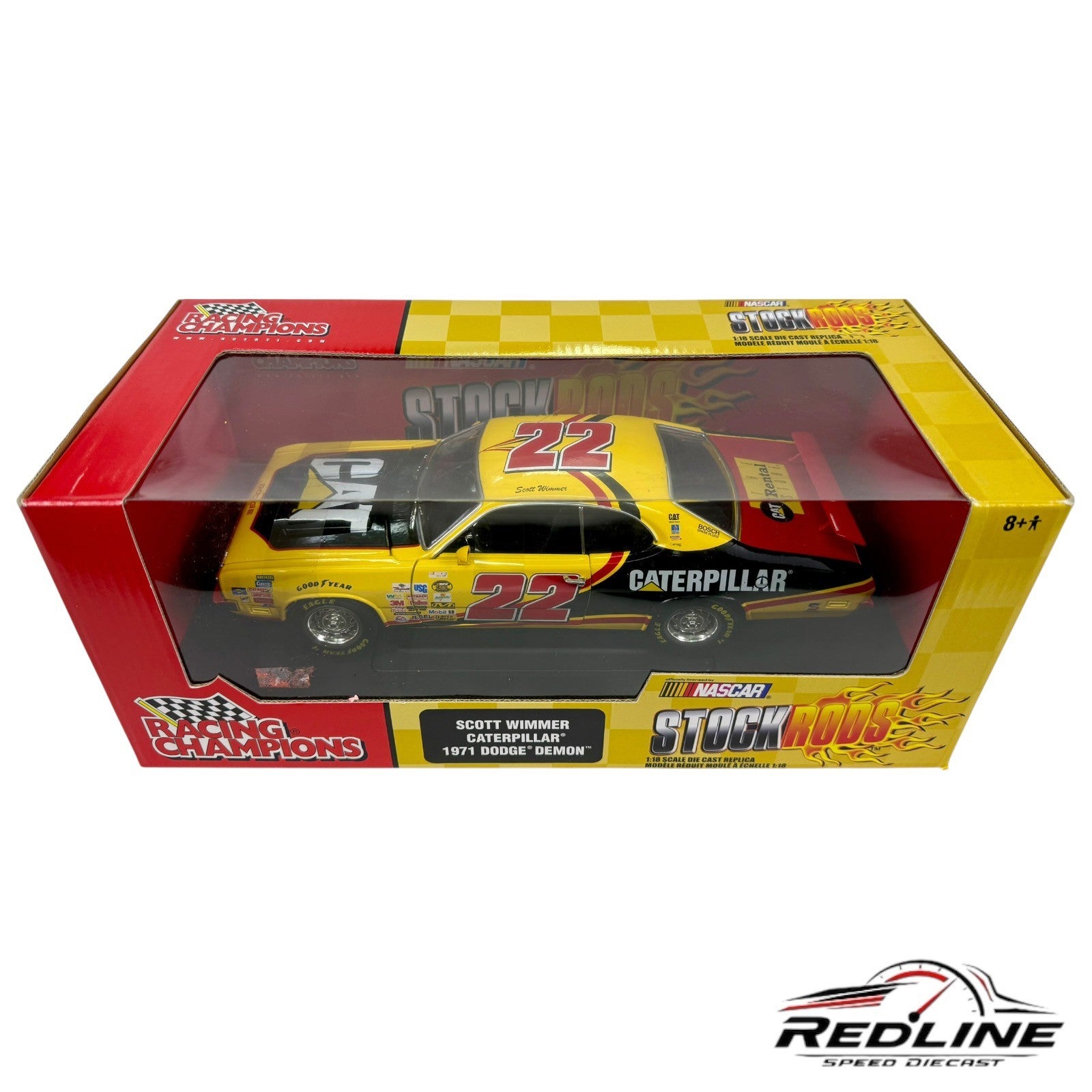 🔥Racing Champions Scott Wimmer Caterpillar 1971 Dodge Demon 1:18 B3