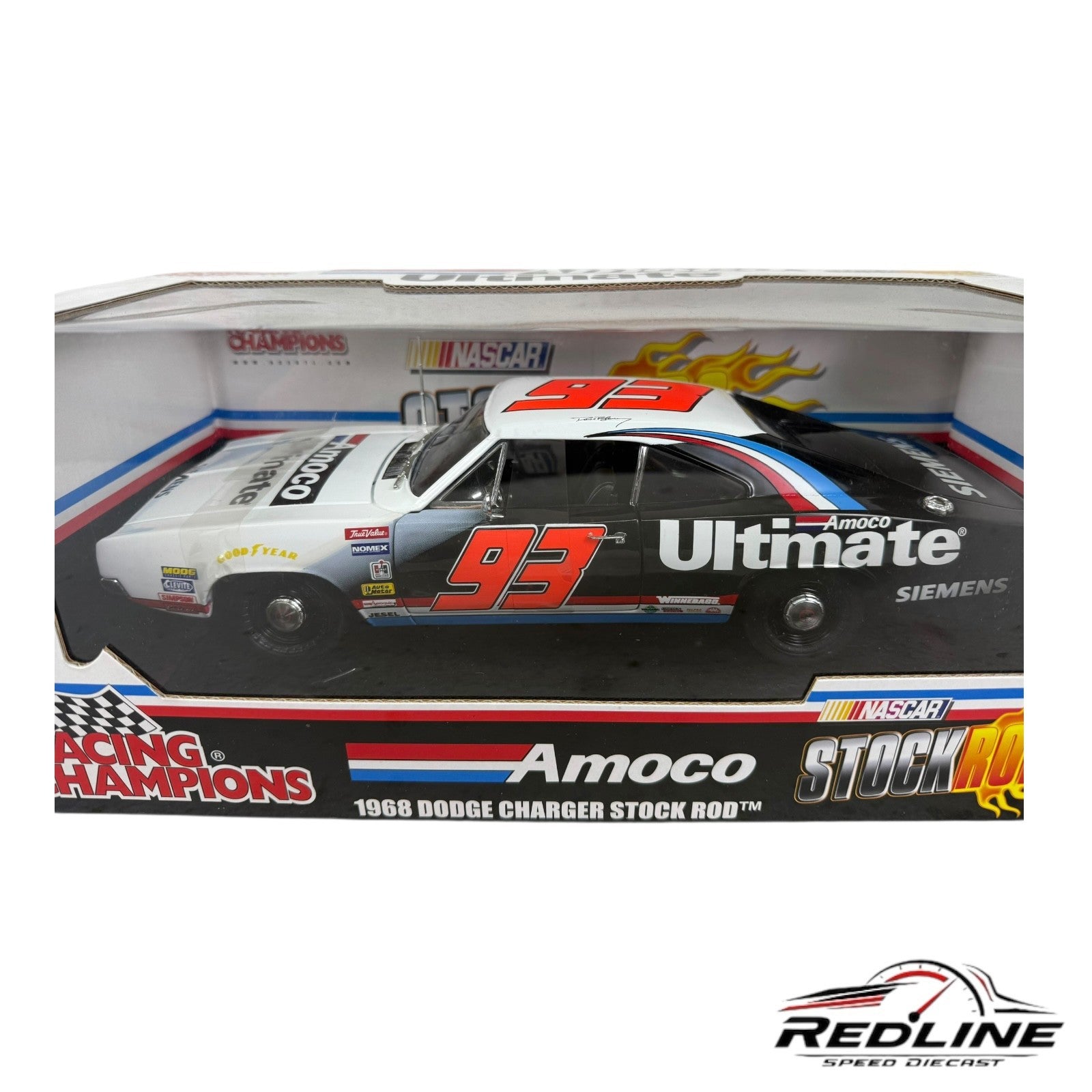 🇺🇸RACING CHAMPIONS Amoco 1968 Dodge Charger Stock Rod 1:18 B3🇺🇸