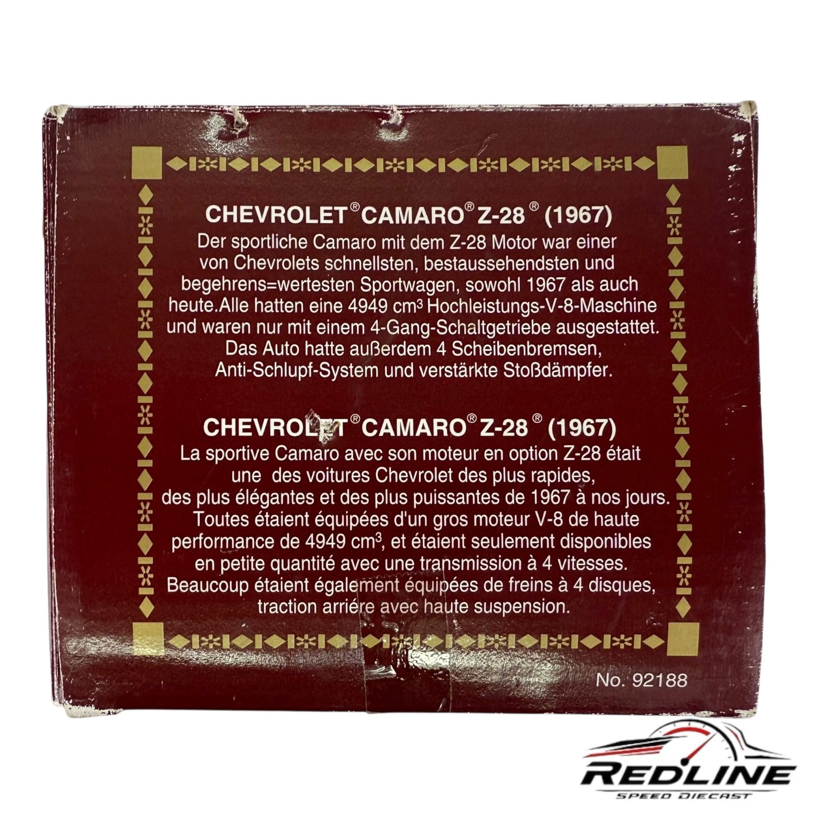 🇺🇸🇺🇸Road Legends 1967 Chevy Camaro Z/28 White/Orang Stripe 1:18🇺🇸🇺🇸