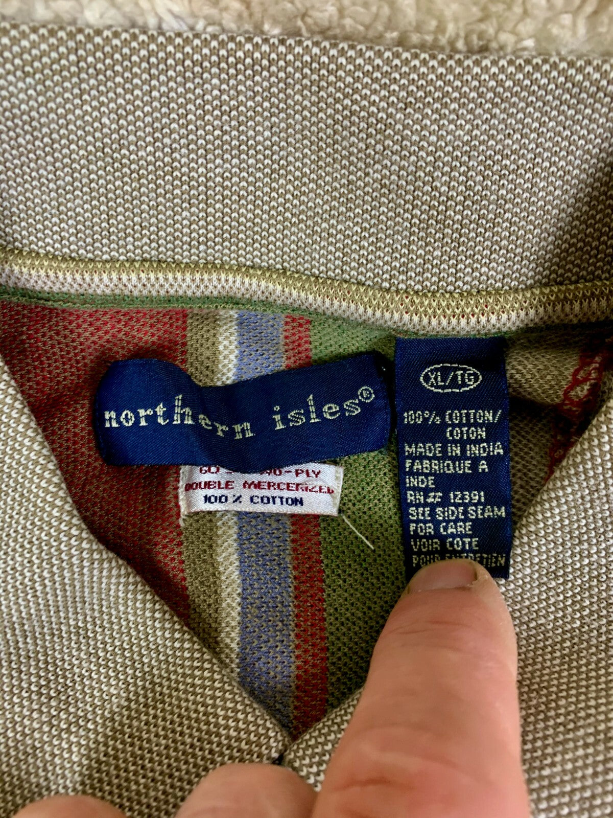 ****Vintage Mens Northern Isles Golf Polo Striped Red Green Blue Size X-Large***