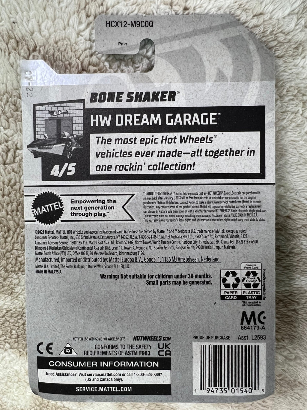 ☠️☠️☠️Hot Wheels HW DREAM GARAGE Bone Shaker 105/250 Gold HW19☠️☠️☠️