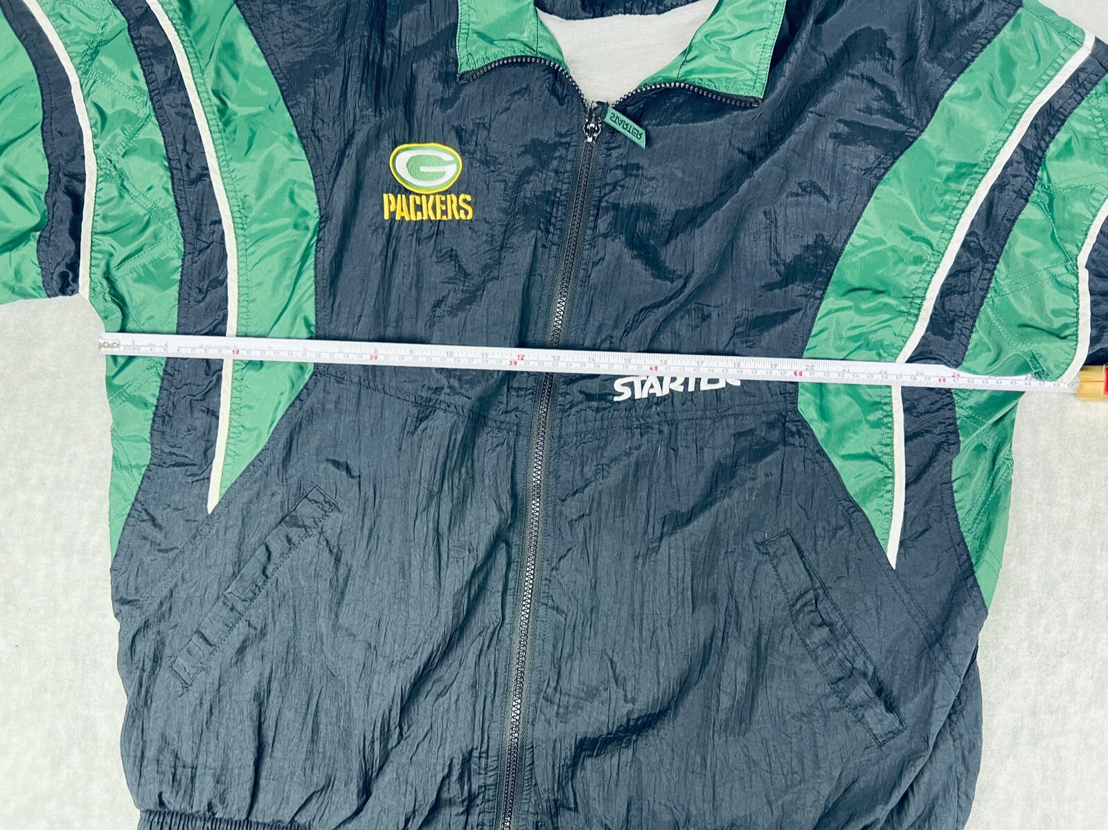 Vintage NFL STARTER Green Bay Packers Full Zip-Up Windbreaker Men's Sz XL