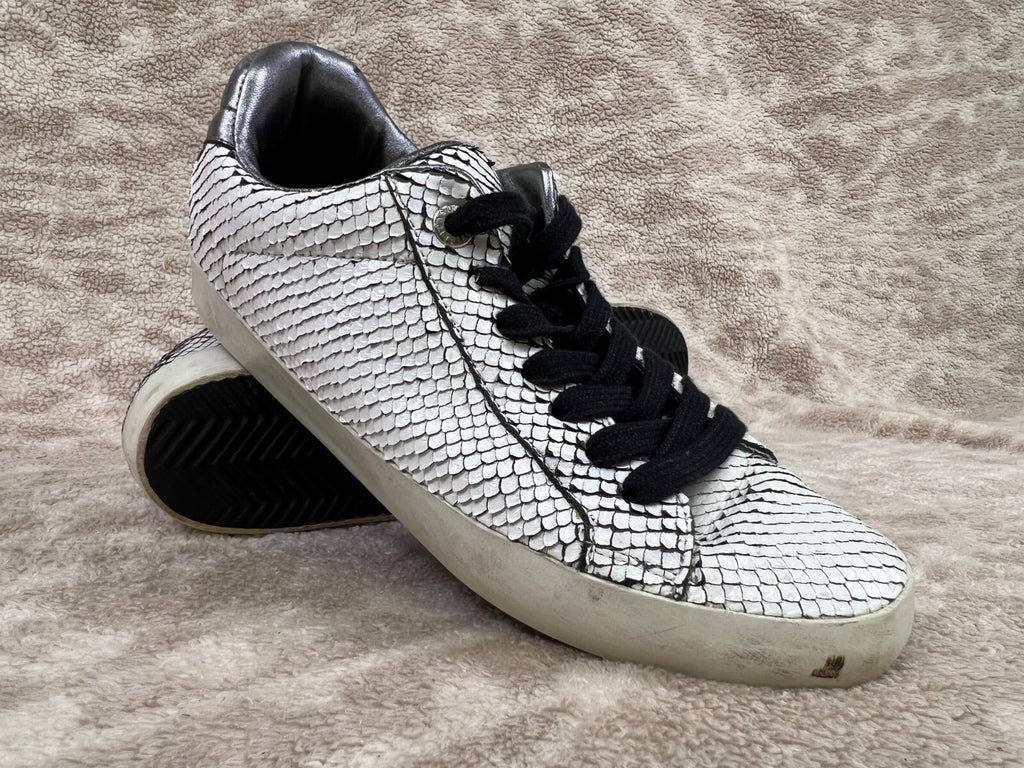 🐍Zadig & Voltaire White Leather Snakeskin Sneakers shoes EU 40  US 9 WOMENS🐍