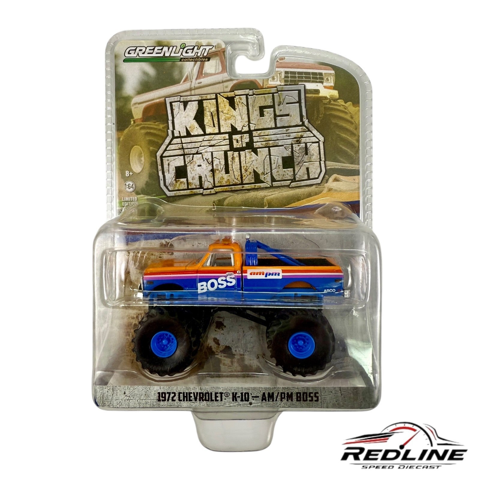 🇺🇸Greenlight Kings Of Crunch 1972 Chevrolet K-10 AM/PM Boss Chase H22🇺🇸