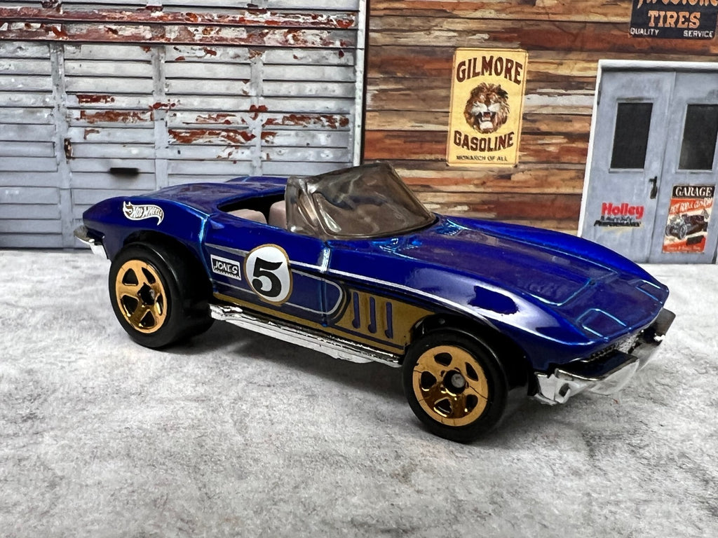 🔥🔥🔥Hot Wheels '65 Corvette Jones Racing #5 1999 Blue C17🔥🔥🔥