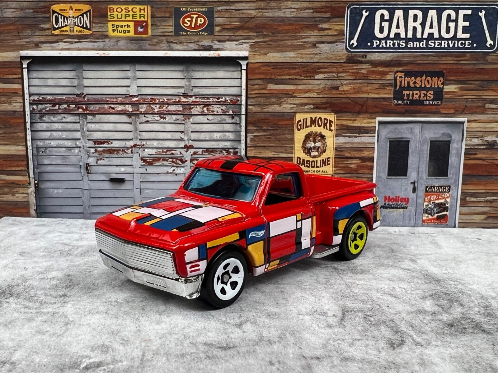 🇺🇸🇺🇸Hot Wheels HW Art Cars Custom Chevy Pickup Red C9🇺🇸🇺🇸