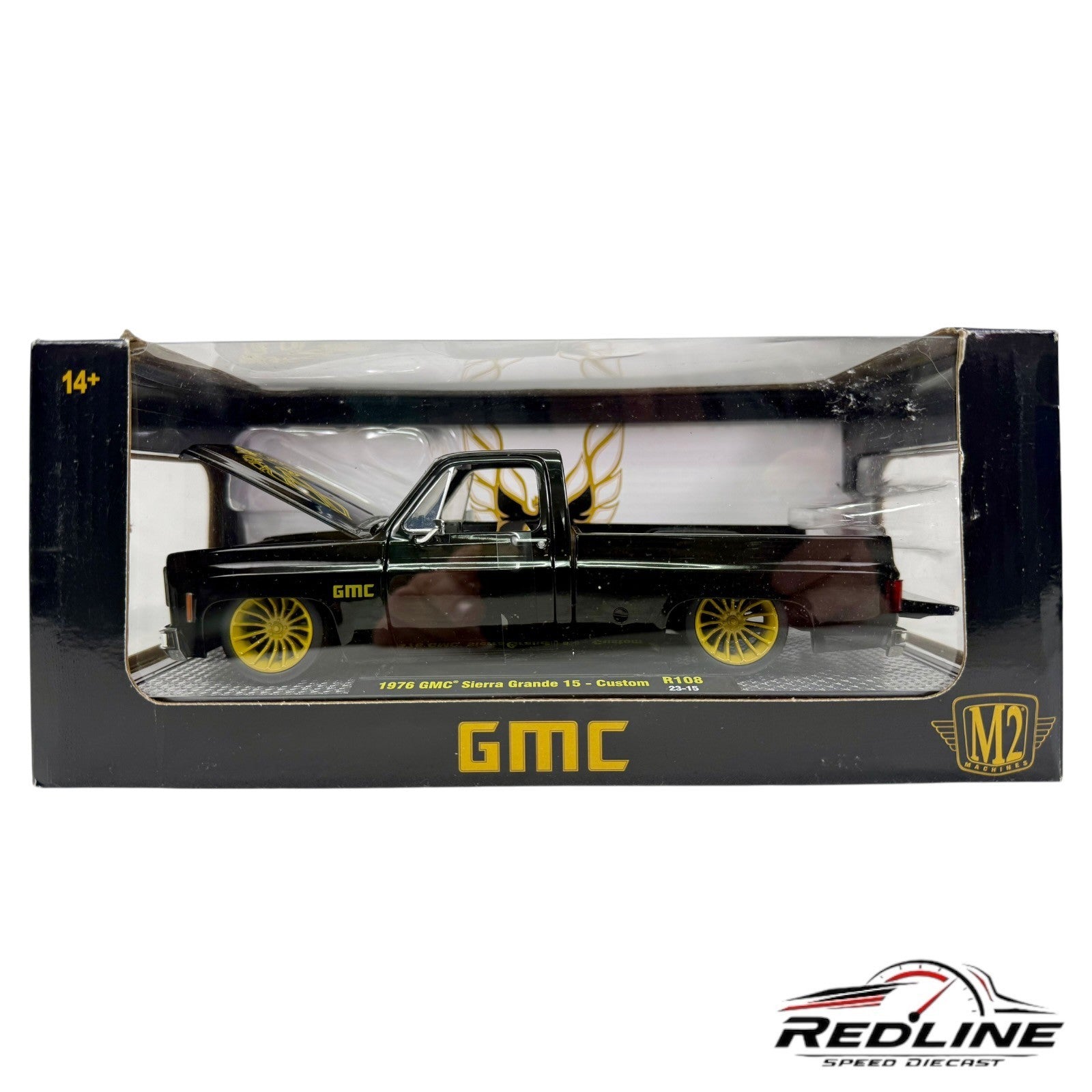 🇺🇸M2 Machines 1976 GMC Sierra Grande 15 Custom Trans Am Black R108 1:24🇺🇸