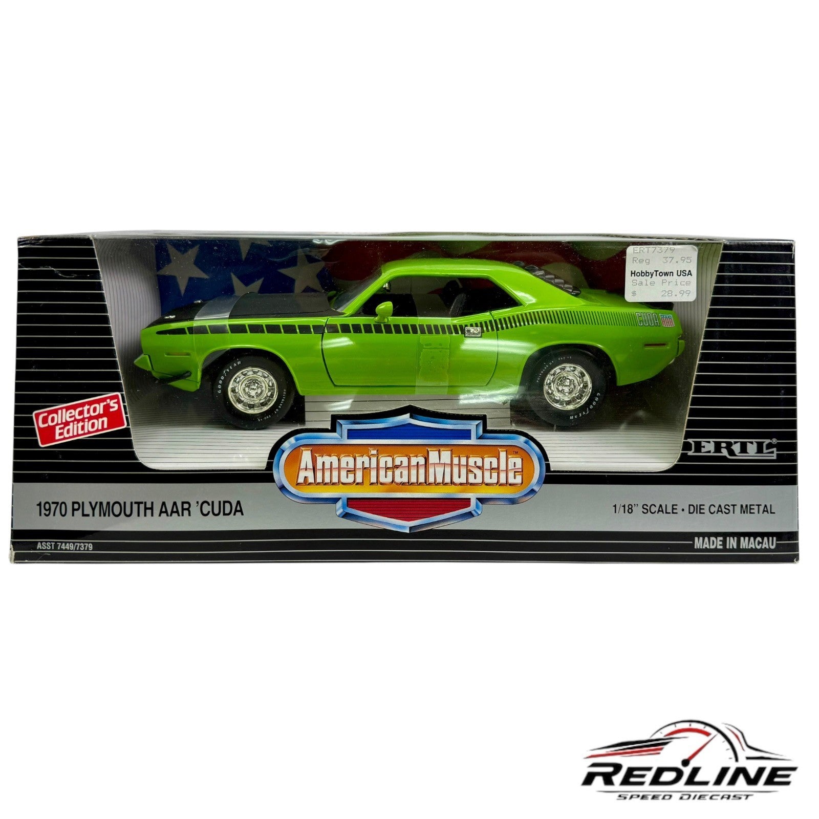 🇺🇸Ertl American Muscle 1970 Plymouth AAR 'Cuda Green 1:18 B2🇺🇸