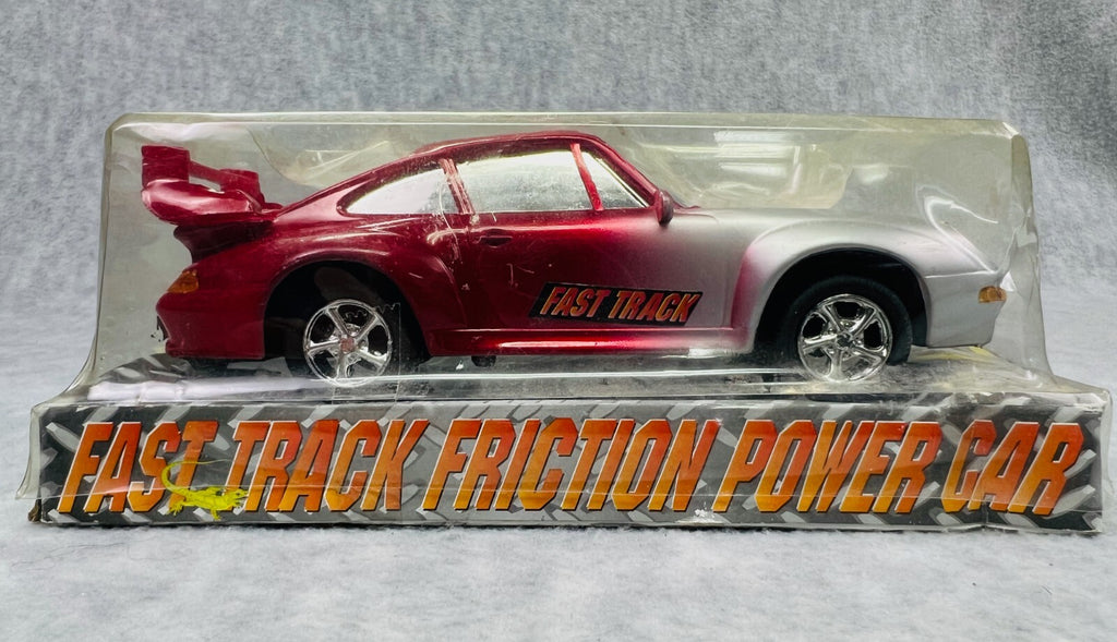 🔥🔥🔥🔥Fast Track Friction Power Car Porse Red and Grey 8"🔥🔥🔥🔥
