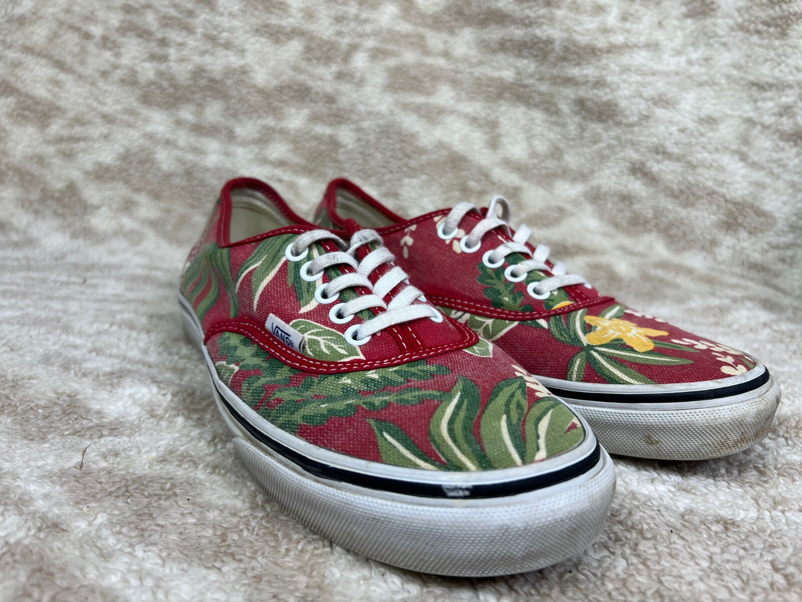 🔥🔥Vans Doren Red Hawaiian Floral Print Canvas Shoes Size Men 6.5 Women 8🔥🔥
