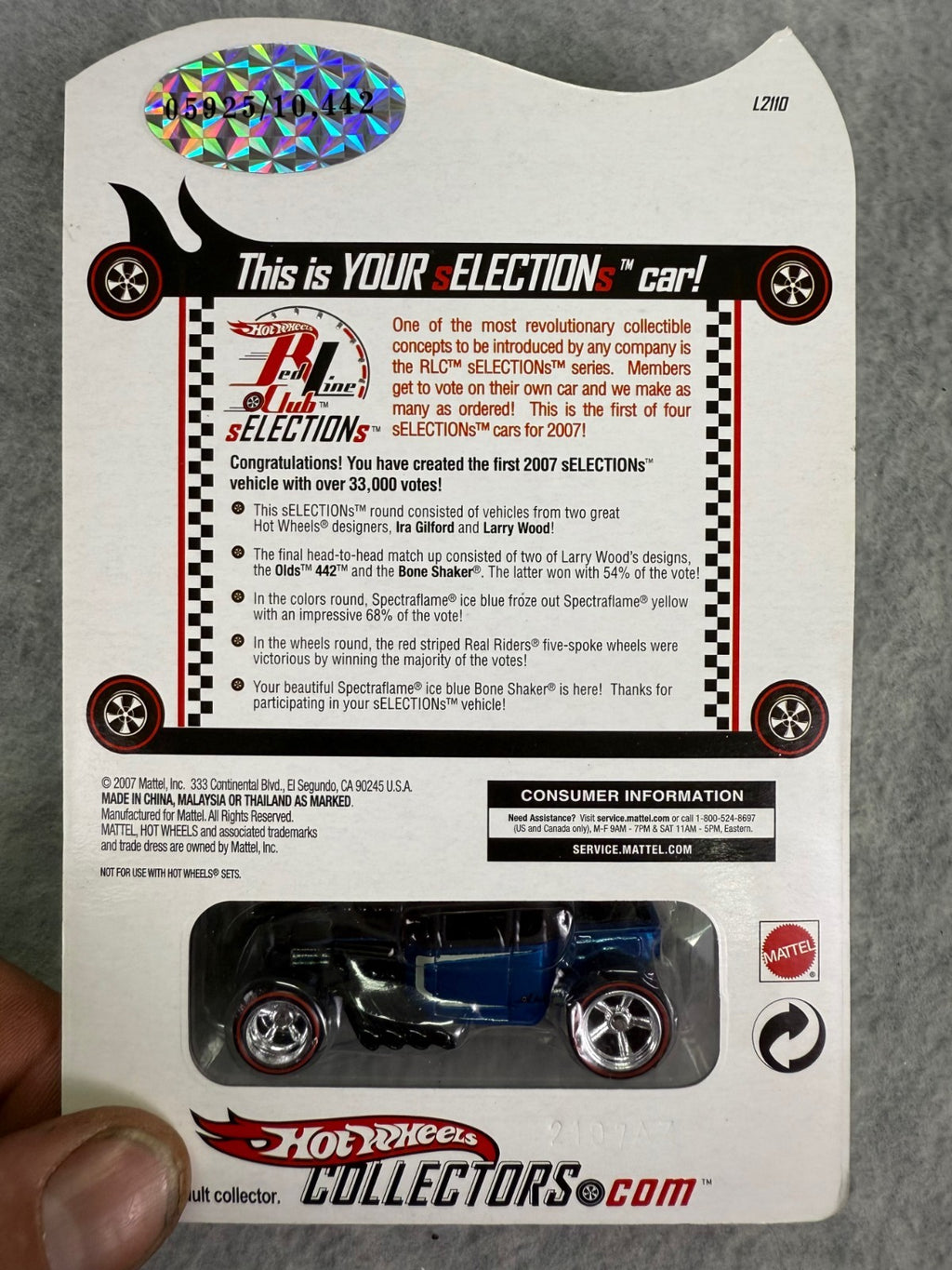 🔥🔥🔥Hotwheels VHTF 2007 Selections RLC Bone Shaker 5925/10442 H9🔥🔥🔥