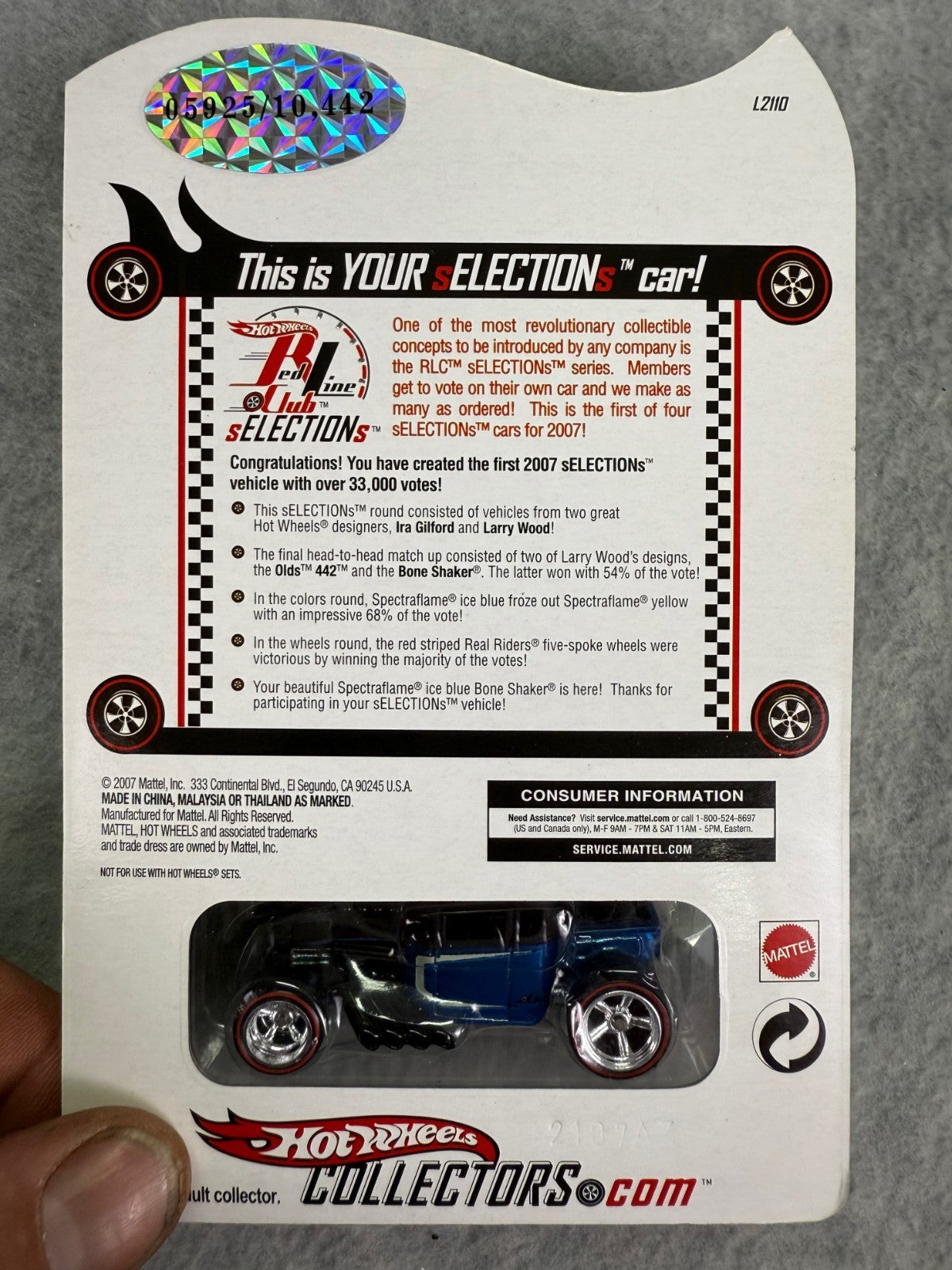 🔥🔥🔥Hotwheels VHTF 2007 Selections RLC Bone Shaker 5925/10442 H9🔥🔥🔥
