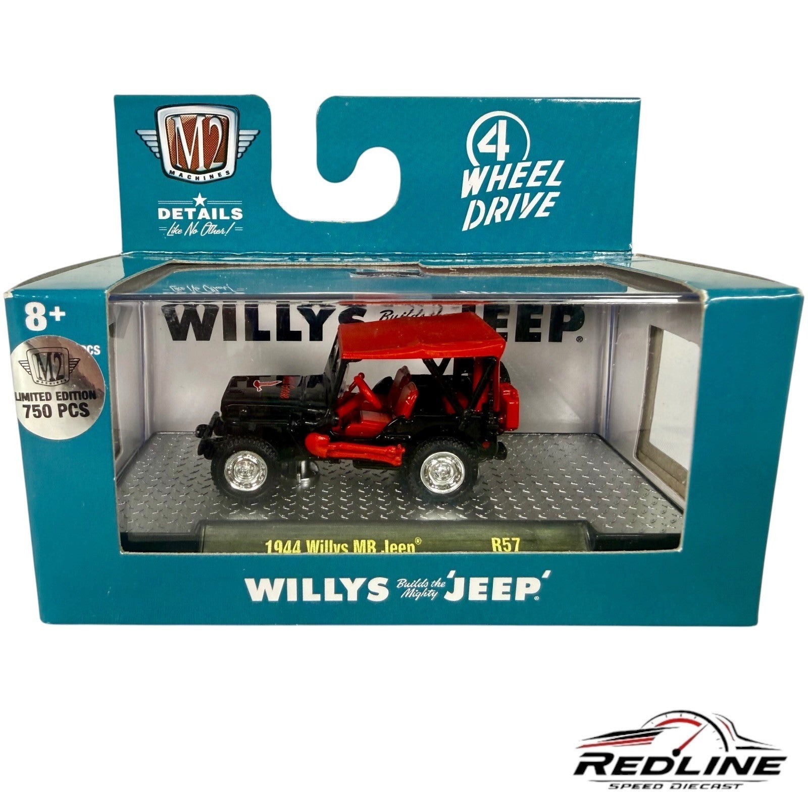 🎌🎌M2 Machines 1944 Willys MB Jeep Chase Red/Black Sealed 1:64 H15🎌🎌