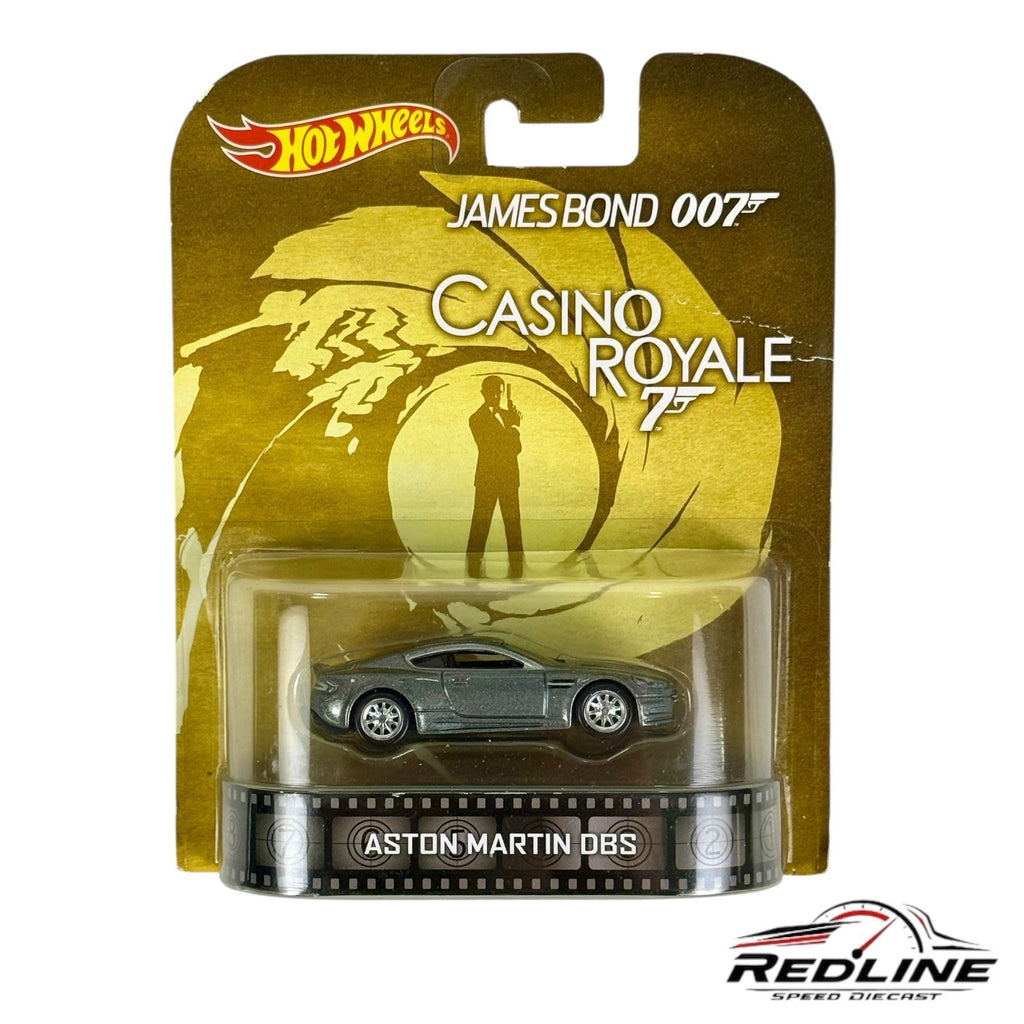 Hot Wheels Retro 007 Bond Casino Royale Aston Martin DBS Real Riders Silver H9