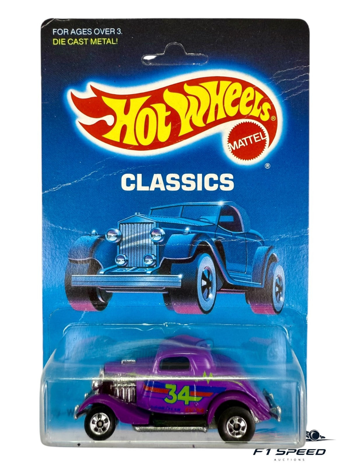 🔥🔥🔥1988 Hot Wheels Classics 3-Window '34 Purple H35🔥🔥🔥