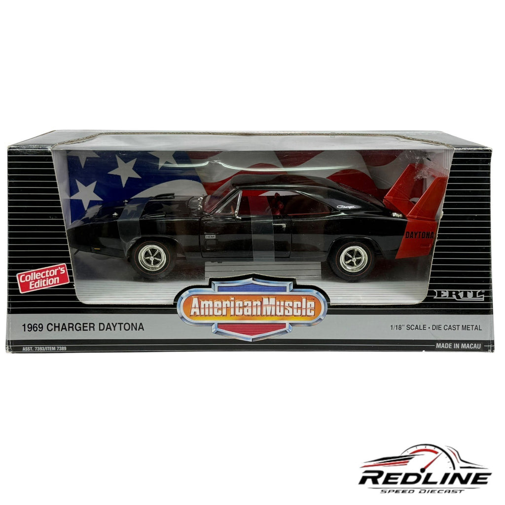 🦅Ertl American Muscle 1969 Dodge Charger Daytona BLACK 1:18 B2🦅